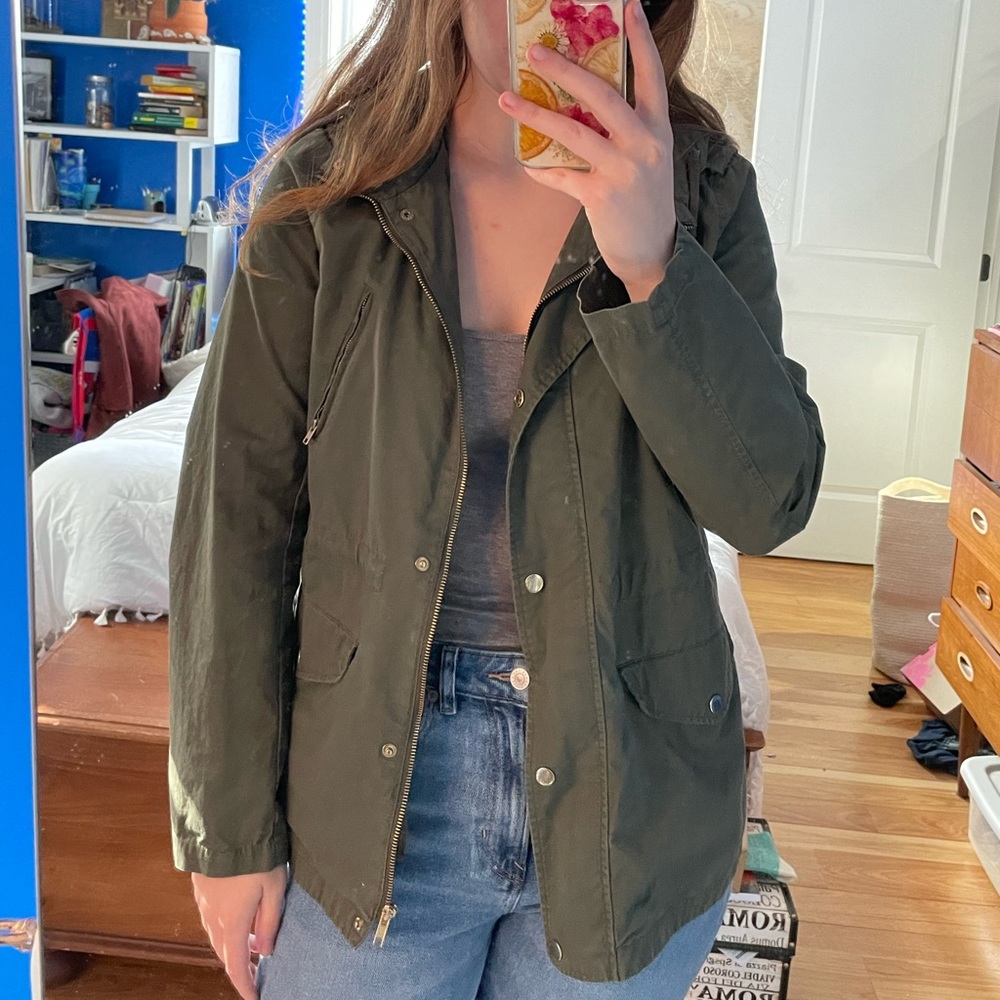 Hooded green jacket